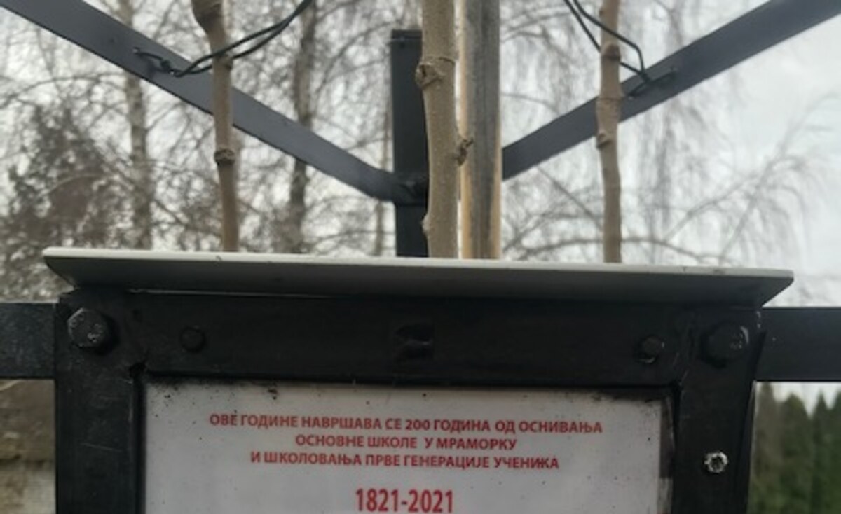 Засађено дрво у школском дворишту поводом 200 година од оснивања школе у Мраморку